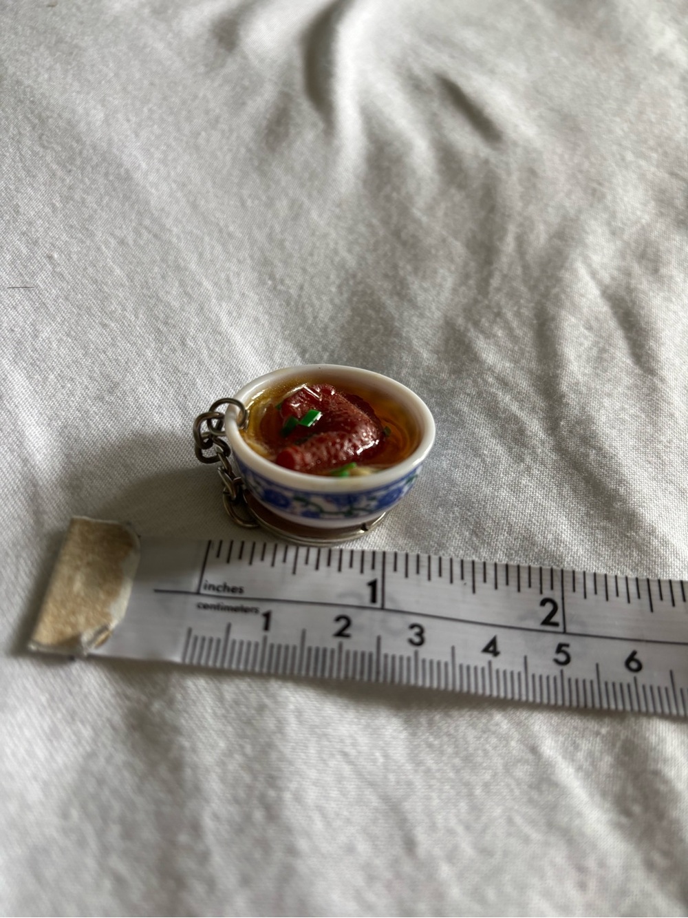 Miniature Blue White Ceramic Mini Bowl Keychain
